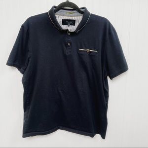 Ted Baker London Navy Blue Short Sleeve Polo Shirt Men’s Size 7 = 3XL